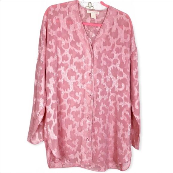 Vintage Sheer Floral Button Up Blouse - Picture 1 of 8